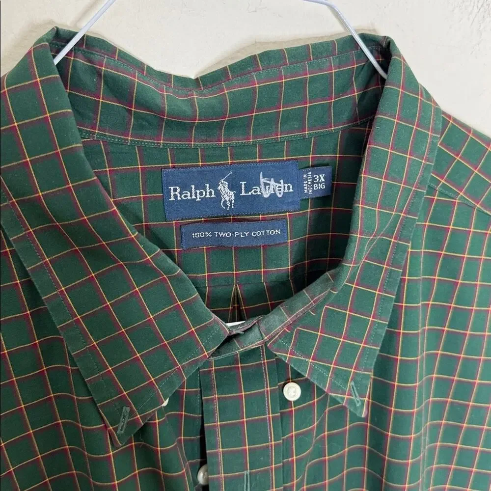 Polo by Ralph Lauren Men's Dark Green Checkered Shirt Size 3XL Big